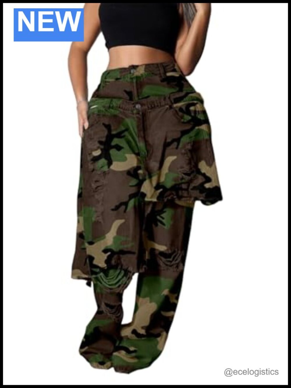 Women's Ripped Patchwork Wide Leg Jeans Y2K Streetwear Baggy High Rise